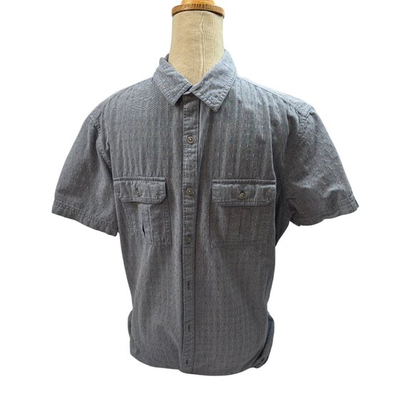 Marc Anthony Slim Fit Men Short Sleeve Button-Up Shirt Size L Blue Dotted Cotton - Picture 2 of 7